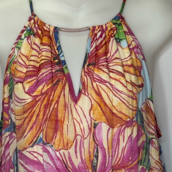 mlle gabriella Pink Floral Halter Maxi Dress Sz M Bin P - Picture 9 of 12